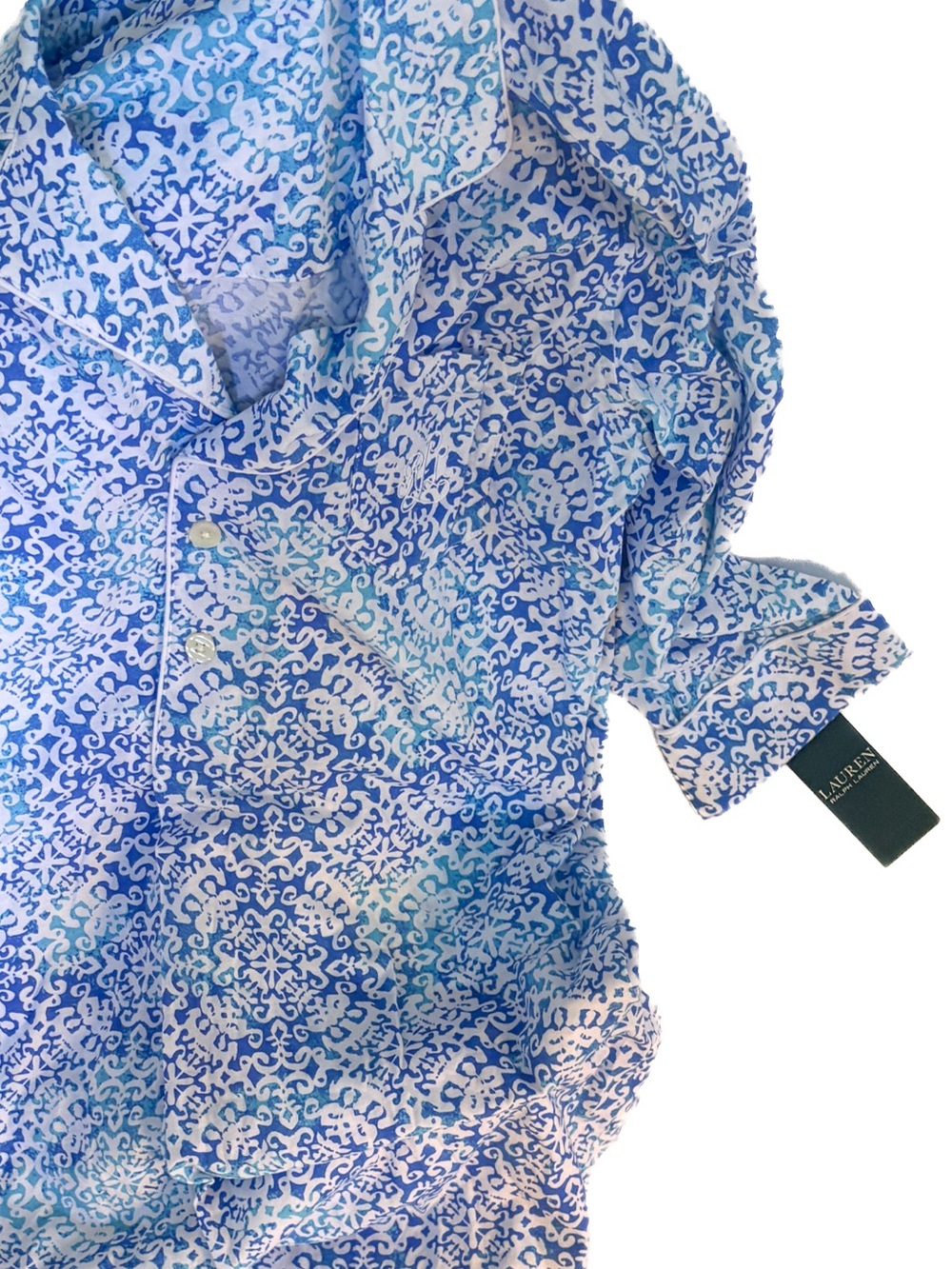 NWT Lauren Ralph Lauren Blue Medallion Cotton Sleep Shirt Nightgown Medium - Picture 15 of 17